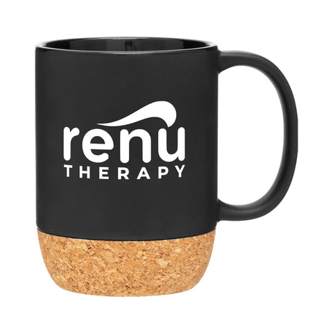 Renu Therapy Black Ceramic Mug with Cork Base