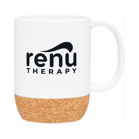 Renu Therapy White Ceramic Mug with Cork Base