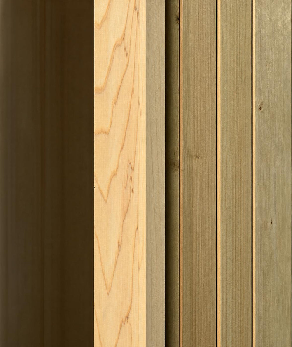 tab = Craft | heading = Choose your wood | body = Rustic red cedar or hem fir, finished to furniture grade.